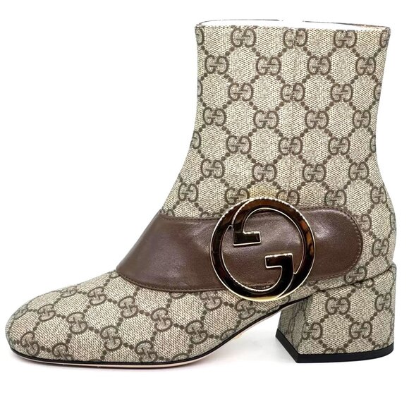 Gucci Blondie Interlocking GG Medallion Logo Ankle Booties Boots Heels - Picture 4 of 16